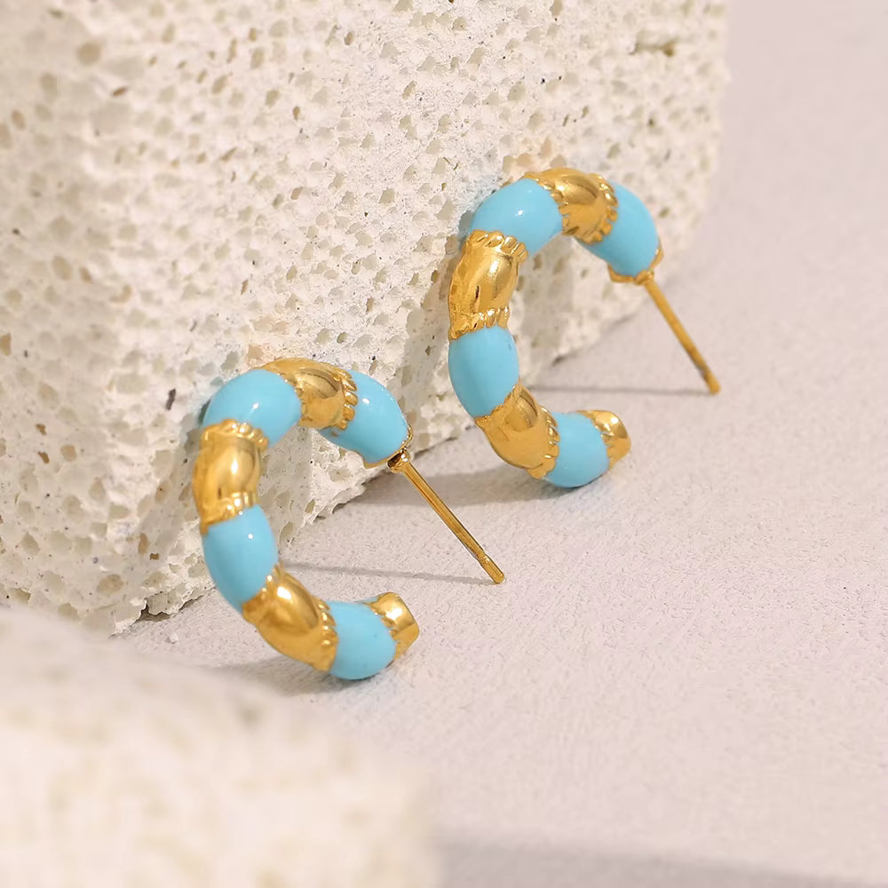 Twisted Coral Hoops