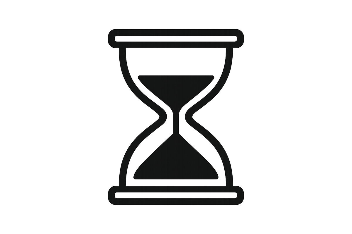 hourglass emoji, black and white, transparent background